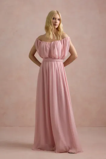 VESTIDO BIA OFF SHOULDER CHIFFON - ROSA