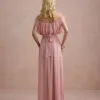 VESTIDO BIA OFF SHOULDER CHIFFON - ROSA