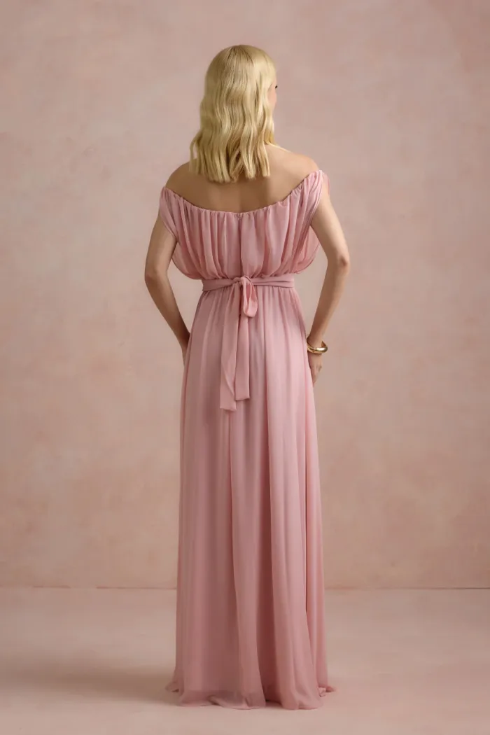 VESTIDO BIA OFF SHOULDER CHIFFON - ROSA