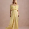 VESTIDO BIA OFF SHOULDER CHIFFON - AMARELO