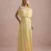 VESTIDO BIA OFF SHOULDER CHIFFON - AMARELO