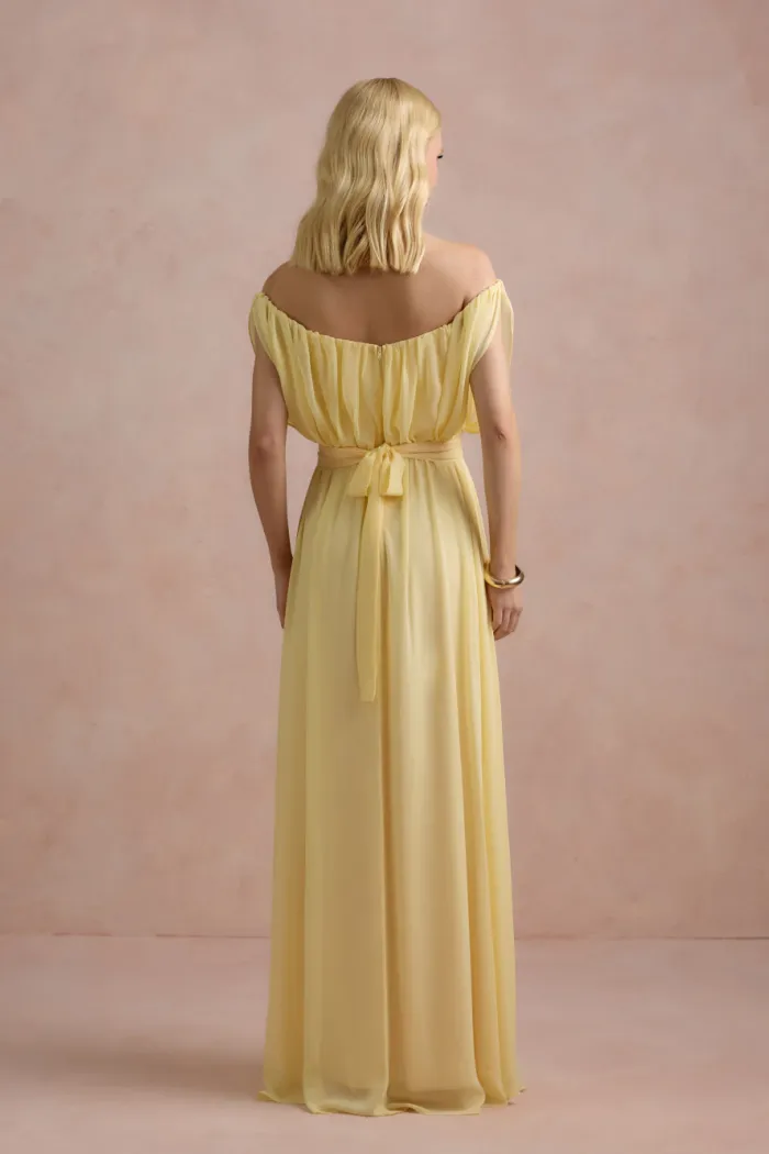 VESTIDO BIA OFF SHOULDER CHIFFON - AMARELO