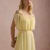 VESTIDO BIA OFF SHOULDER CHIFFON - AMARELO
