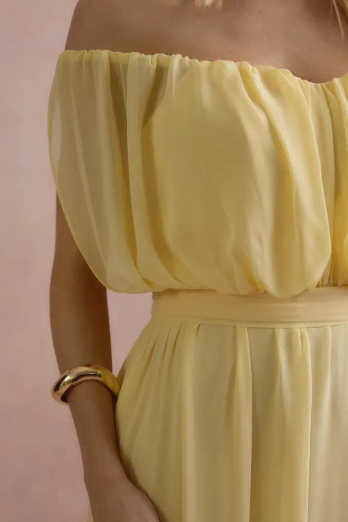VESTIDO BIA OFF SHOULDER CHIFFON - AMARELO