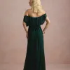 VESTIDO BIA OFF SHOULDER CHIFFON - VERDE EUCALIPTO
