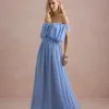 VESTIDO BIA OFF SHOULDER CHIFFON - AZUL SERENITY