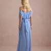 VESTIDO BIA OFF SHOULDER CHIFFON - AZUL SERENITY