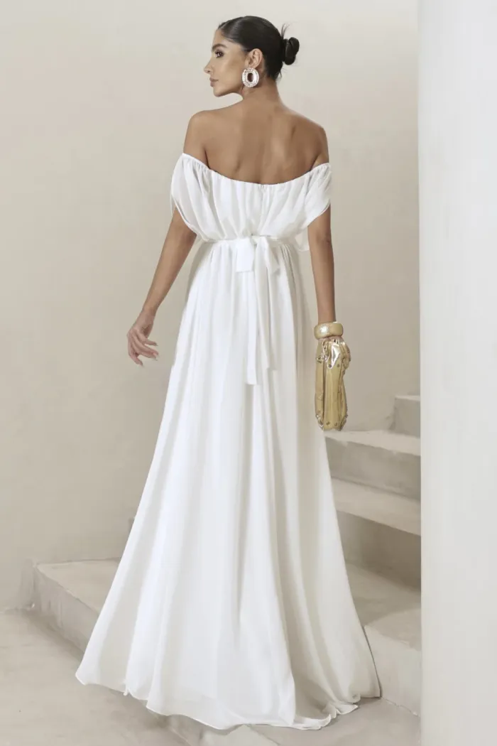 VESTIDO BIA OFF SHOULDER CHIFFON - OFF WHITE