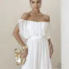 VESTIDO BIA OFF SHOULDER CHIFFON - OFF WHITE