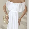 VESTIDO BIA OFF SHOULDER CHIFFON - OFF WHITE