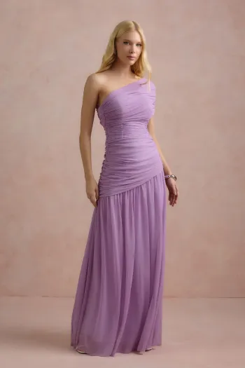 VESTIDO DE FESTA ALICE MICROTULE COM CAPA - LILÁS