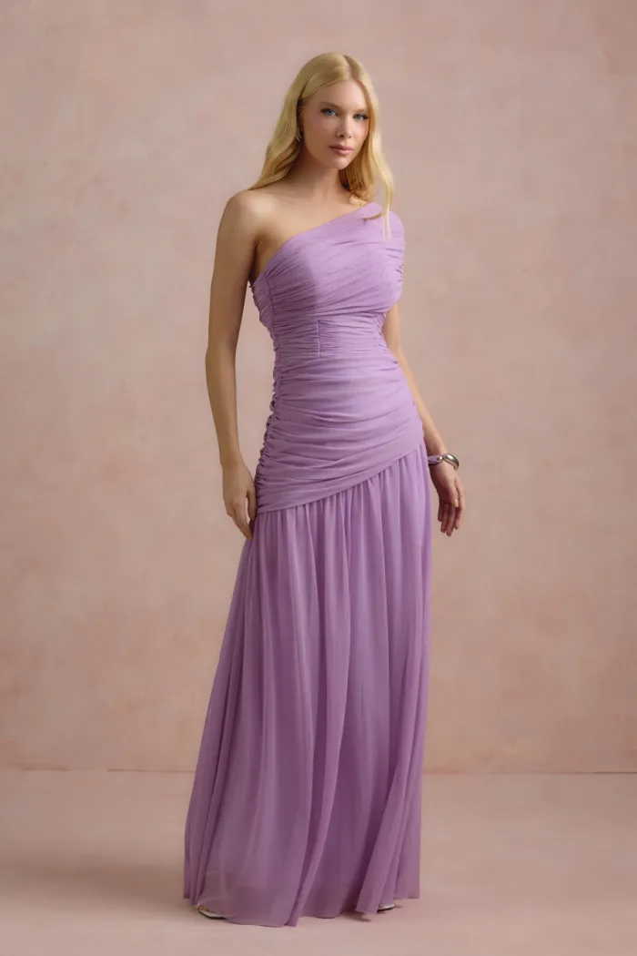 VESTIDO DE FESTA ALICE MICROTULE COM CAPA - LILÁS