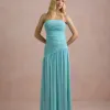 VESTIDO DE FESTA ALICE MICROTULE COM CAPA - AZUL TIFFANY