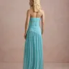 VESTIDO DE FESTA ALICE MICROTULE COM CAPA - AZUL TIFFANY