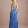 VESTIDO LONGO LIVIA PLISSADO - AZUL SERENITY