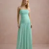 VESTIDO DE FESTA ALICE MICROTULE COM CAPA - VERDE TIFFANY