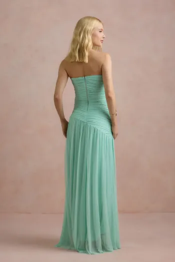 VESTIDO DE FESTA ALICE MICROTULE COM CAPA - VERDE TIFFANY