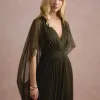 VESTIDO DE FESTA ANGELINA MANGA CAPA - VERDE OLIVA
