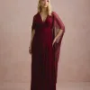 VESTIDO DE FESTA ANGELINA MANGA CAPA - VINHO