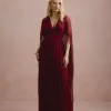 VESTIDO DE FESTA ANGELINA MANGA CAPA - VINHO