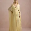VESTIDO DE FESTA ANGELINA MANGA CAPA - AMARELO