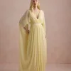 VESTIDO DE FESTA ANGELINA MANGA CAPA - AMARELO
