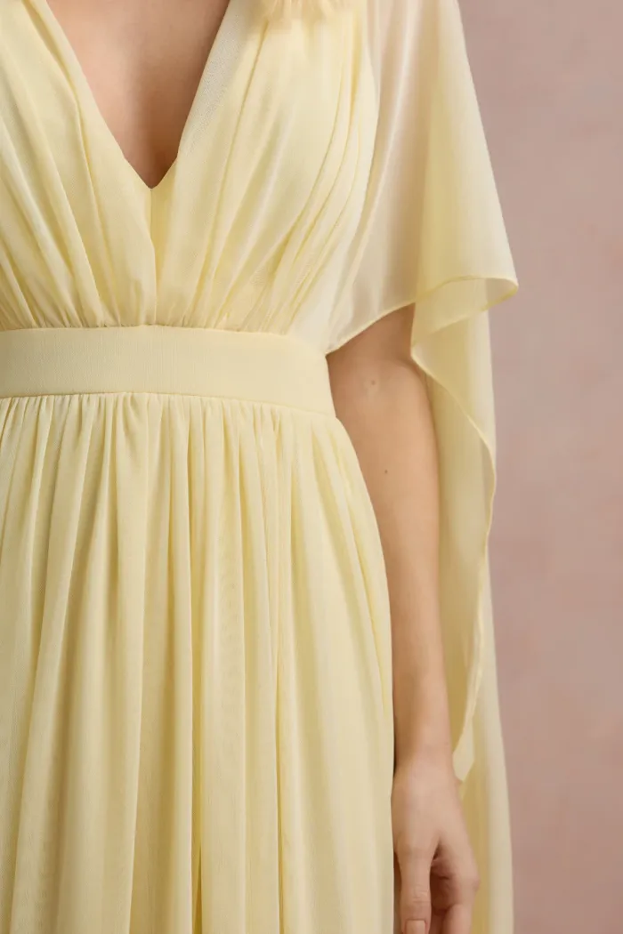 VESTIDO DE FESTA ANGELINA MANGA CAPA - AMARELO