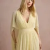 VESTIDO DE FESTA ANGELINA MANGA CAPA - AMARELO
