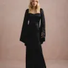 VESTIDO DE FESTA AURA SAIA TRANSPASSADA - PRETO