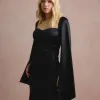VESTIDO DE FESTA AURA SAIA TRANSPASSADA - PRETO
