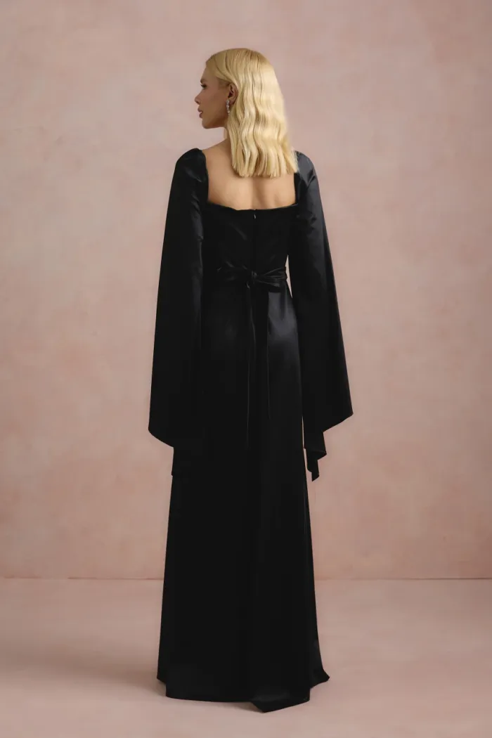 VESTIDO DE FESTA AURA SAIA TRANSPASSADA - PRETO