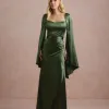 VESTIDO DE FESTA AURA SAIA TRANSPASSADA - VERDE OLIVA
