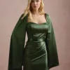 VESTIDO DE FESTA AURA SAIA TRANSPASSADA - VERDE OLIVA