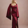 VESTIDO DE FESTA AURA SAIA TRANSPASSADA - VINHO