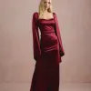 VESTIDO DE FESTA AURA SAIA TRANSPASSADA - VINHO
