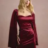 VESTIDO DE FESTA AURA SAIA TRANSPASSADA - VINHO