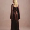 VESTIDO DE FESTA AURA SAIA TRANSPASSADA - MARROM