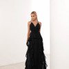 VESTIDO DÉBORA CUT OUT BABADOS - PRETO