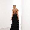 VESTIDO DÉBORA CUT OUT BABADOS - PRETO