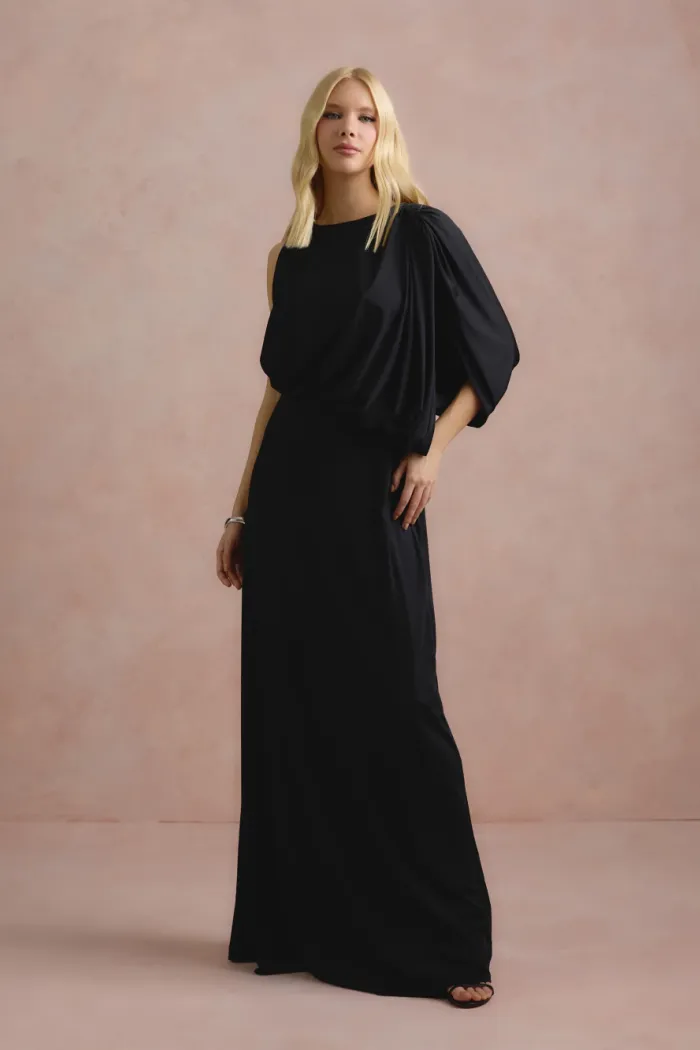 VESTIDO DE FESTA FILIPINAS JERSEY - PRETO
