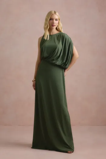 VESTIDO DE FESTA FILIPINAS JERSEY - VERDE OLIVA