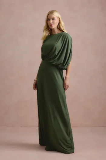 VESTIDO DE FESTA FILIPINAS JERSEY - VERDE OLIVA