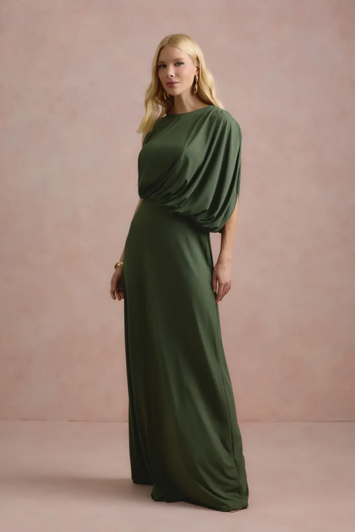 VESTIDO DE FESTA FILIPINAS JERSEY - VERDE OLIVA