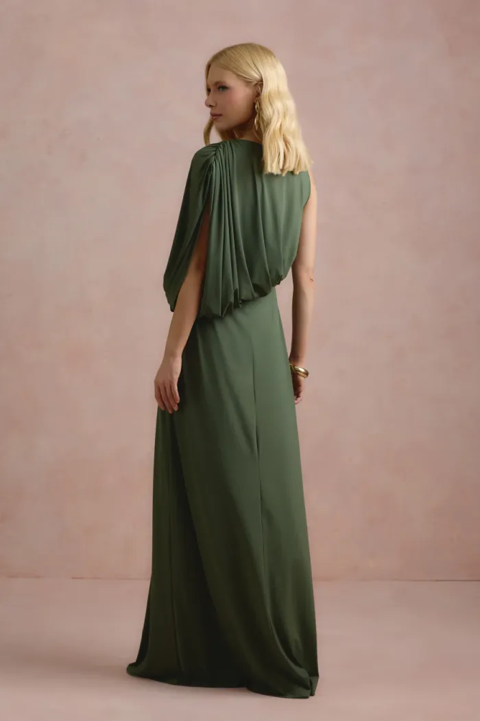 VESTIDO DE FESTA FILIPINAS JERSEY - VERDE OLIVA