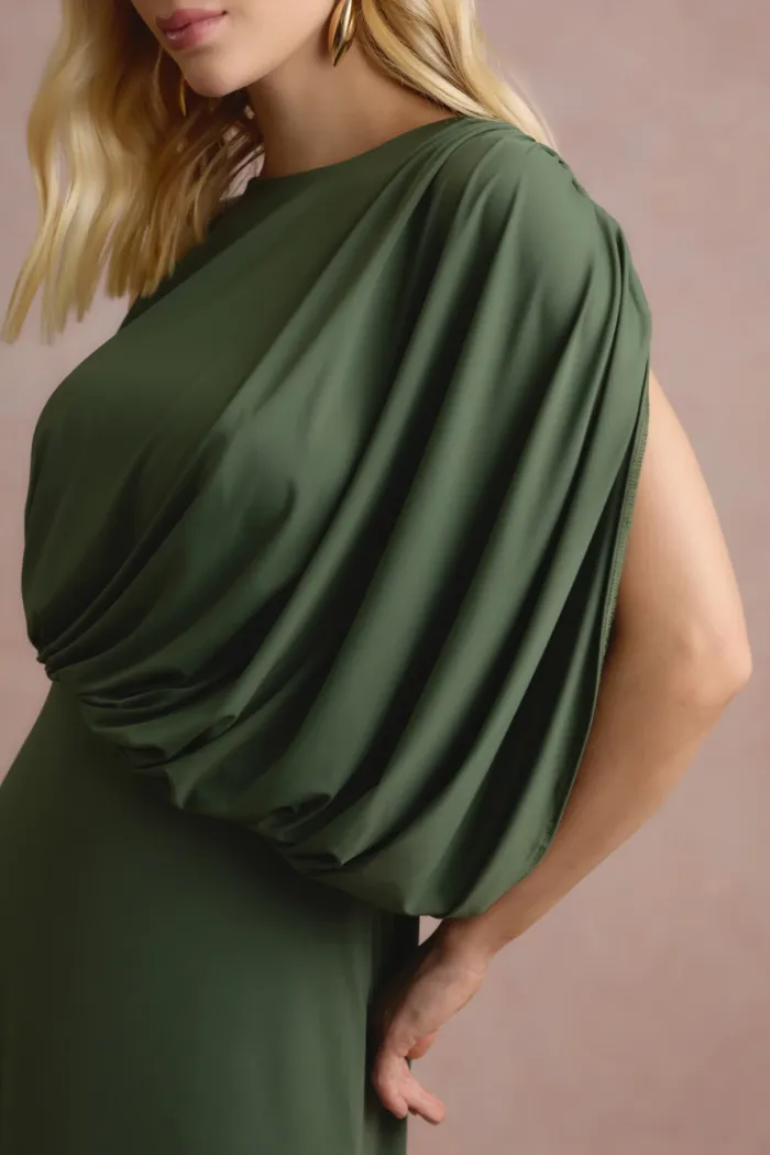 VESTIDO DE FESTA FILIPINAS JERSEY - VERDE OLIVA