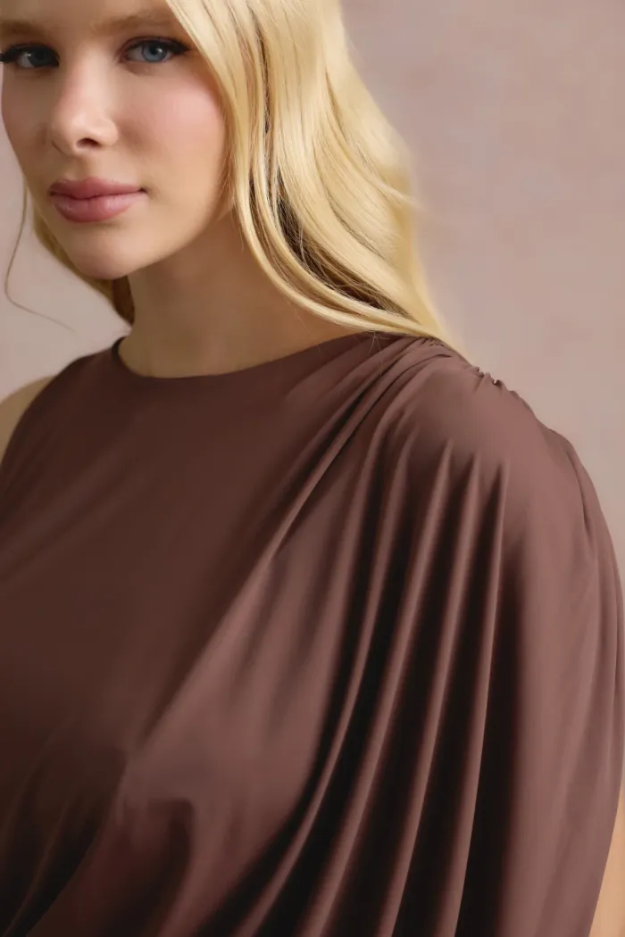 VESTIDO DE FESTA FILIPINAS JERSEY - MARROM