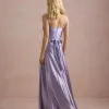 VESTIDO DE FESTA GLAMOUR COM CAPA CREPE ACETINADO - LILÁS