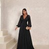 VESTIDO DE FESTA HELOISE RENDA MANGA LONGA - PRETO