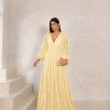 VESTIDO DE FESTA HELOISE RENDA MANGA LONGA - AMARELO