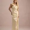 VESTIDO DE FESTA LUCY CREPE ACETINADO UM OMBRO - AMARELO MANTEIGA